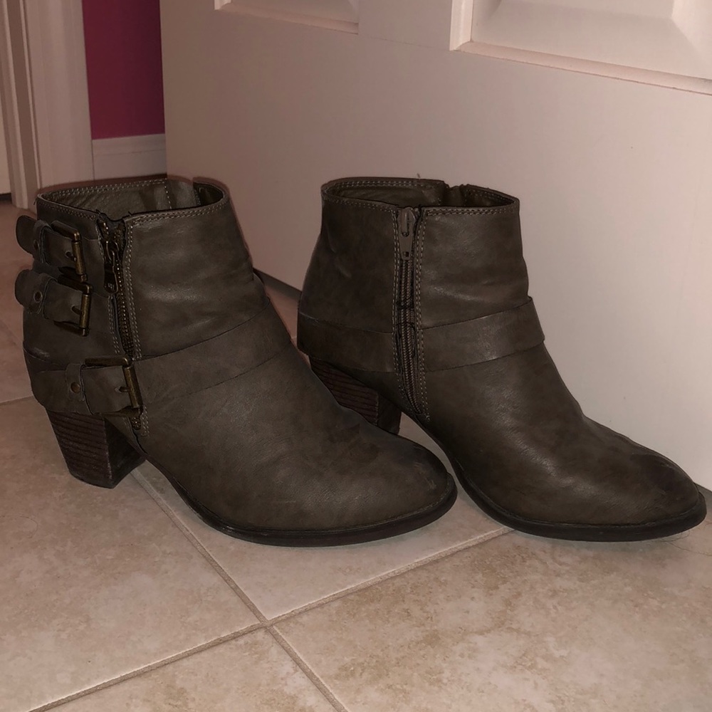 Brown heeled booties